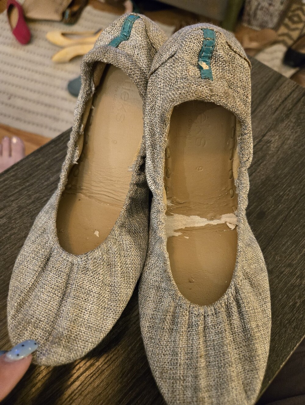 Tieks Gray Vegan Tweed Ballet Flats Size 9